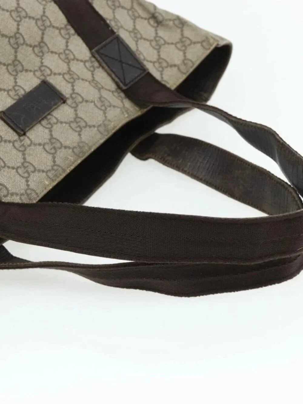GUCCI GG Supreme Tote Bag PVC Beige Silver 141624 Auth